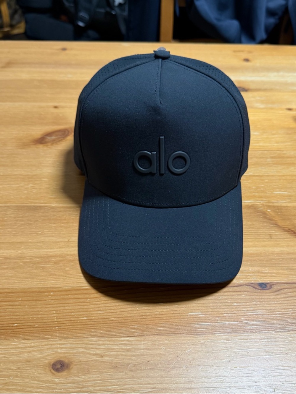 ALO Yoga Black Perforated Logo Cap